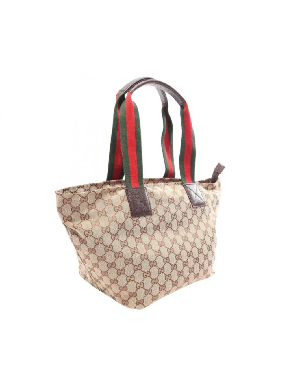Gucci Tote Bag GG Campus Sherry Line Beige Brown Leather